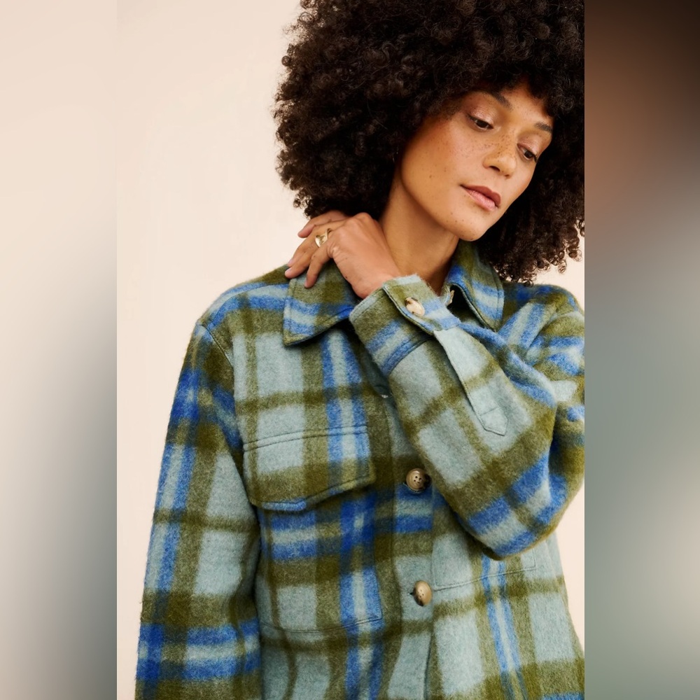 Faherty Cotswold Shirt Jacket Oakland Plaid Wool Blend Shacket Size Medium - Picture 5 of 5